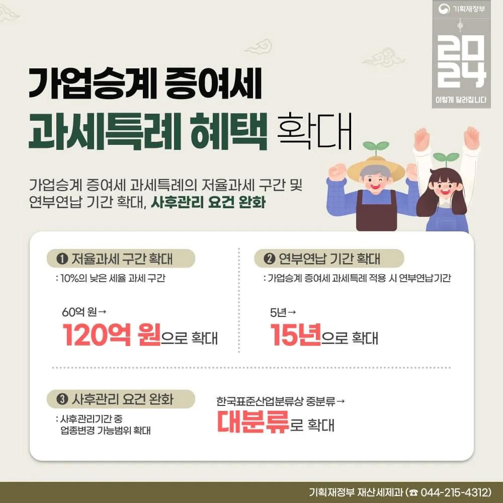 기업승계 증여세 과세특례 혜택