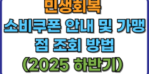 2025년 민생회복 소비쿠폰 안내 및 가맹점 조회 방법