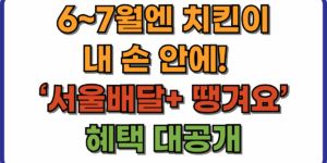 6~7월엔 치킨이 내 손 안에! ‘서울배달+ 땡겨요’ 혜택 대공개
