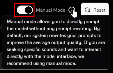 프롬프트 우측에 있는 'Manual Mode'를 활성화하면 직접 작성한 한글 가사가 AI의 수정 없이 그대로 음악 생성에 반영됩니다.

Udio는 기본적으로 품질 향상을 위해 사용자가 작성한 프롬프트를 재작성하여 음악을 생성합니다. AI의 도움 없이 본인이 작성한 가사만으로 음악을 생성하고 싶다면 'Manual Mode'를 활성하는 것이 좋습니다.