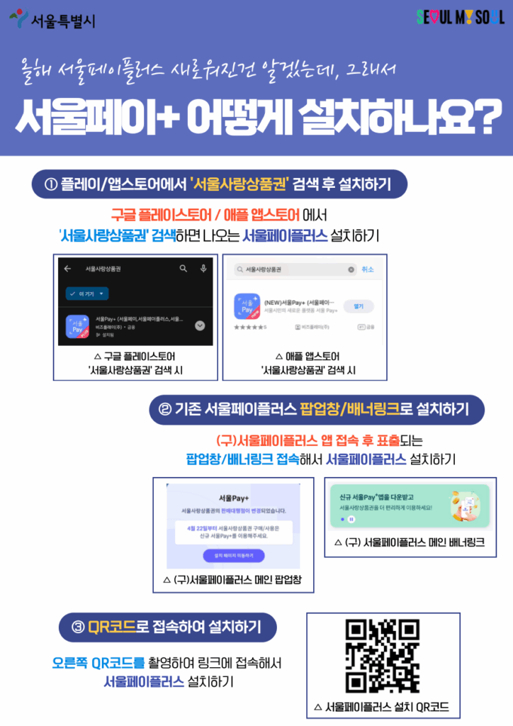 서울페이+ 가맹점주분들, 올해 더 새로워진 서울페이+ 설치방법 안내