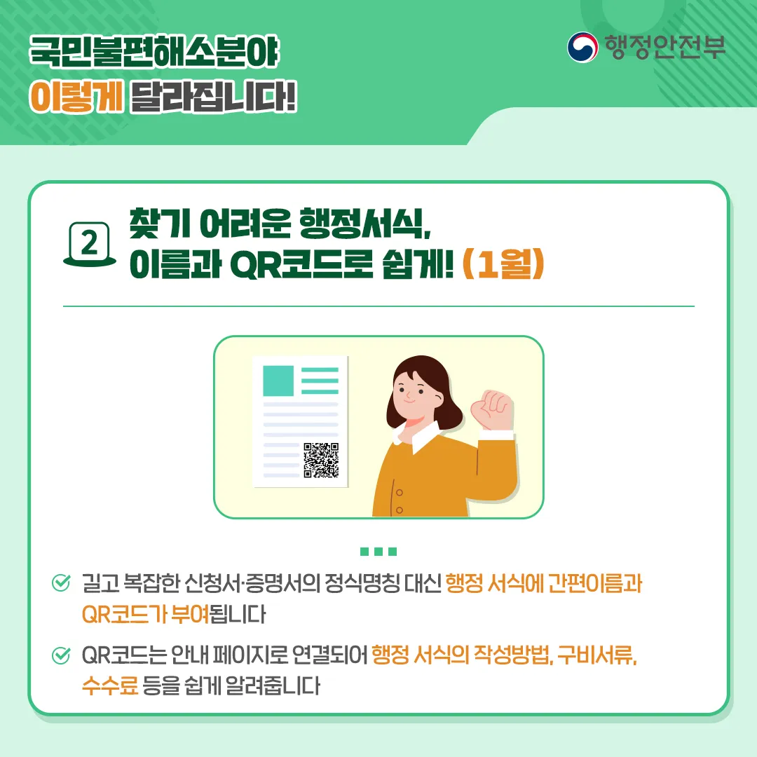 행정서식 이름과 QR 코드로 쉽게 찾기